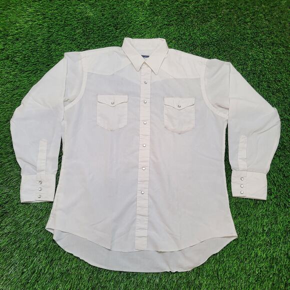 VTG 90s Wrangler "Made in USA" Cowboy Cut Western Shirt XL (Tagged 17x35) - Picture 1 of 7